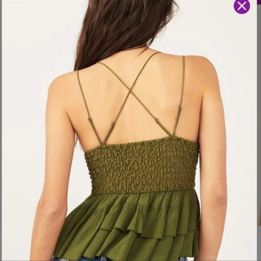 Free people olive sparrow ruffle embroidered bralette - Picture 3 of 6